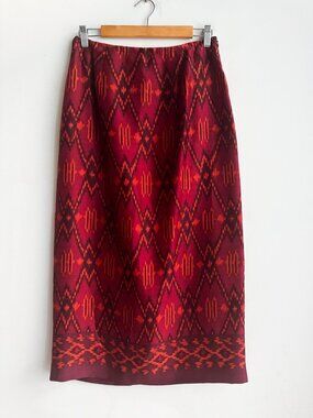 Vintage Jones New York Southwestern SILK Pencil Midi Skirt 12P